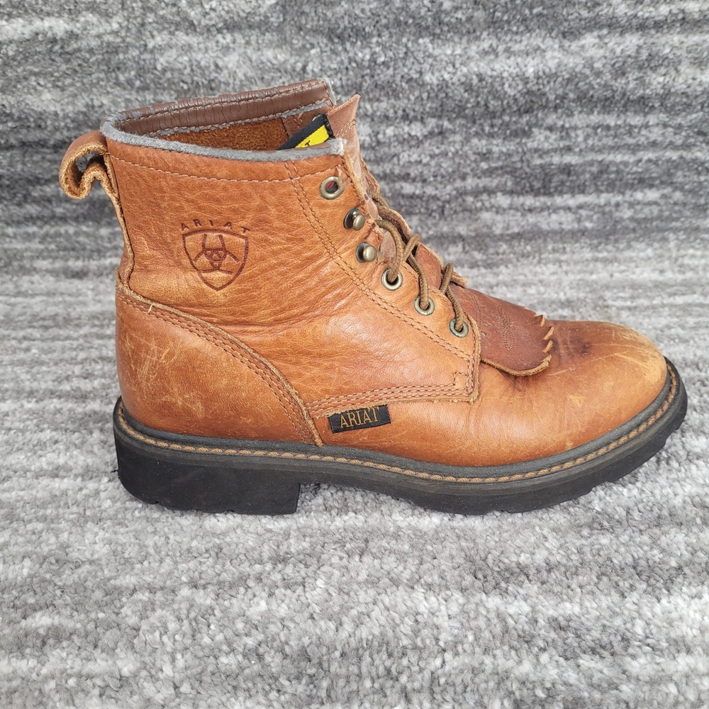 Ariat Womens 7.5B Brown Leather Lace Up Kiltie Work Boots 31080 Heritage Roper - Picture 9 of 11